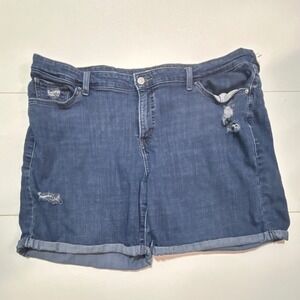 Levi's Womens Classic Shorts Denim Blue Distressed Cuffed Plus Size 20W‎